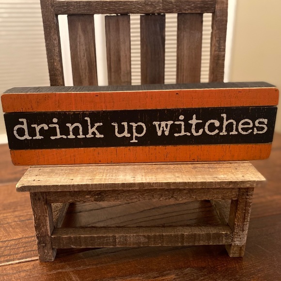 Drink Up Witches Sign, Halloween Wood Sign Primitives By Kathy, Halloween Decor - Picture 4 of 12